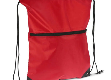 Kordelzugtasche 210T R-PET mit Reißverschluss - rot, praktisch und umweltfreundlich TK Gruppe® Grosshandel 