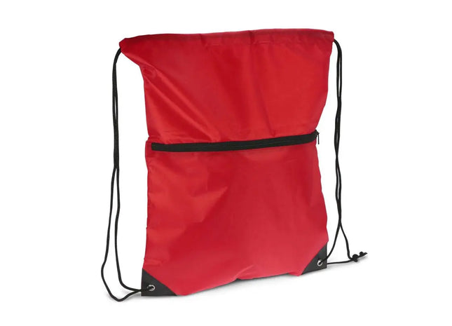 Kordelzugtasche 210T R-PET mit Reißverschluss - rot, praktisch und umweltfreundlich TK Gruppe® Grosshandel 