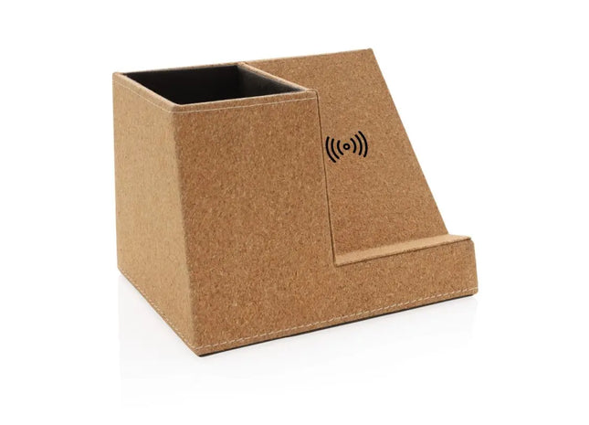 Kork Stifthalter mit 5W Induktionsladegerät - Farbton Khaki TK Gruppe® Grosshandel 