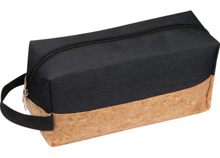 Kosmetiktasche mit Korkboden in Schwarz - Elegant & Robust, 100 Zeichen TK Gruppe® Grosshandel 