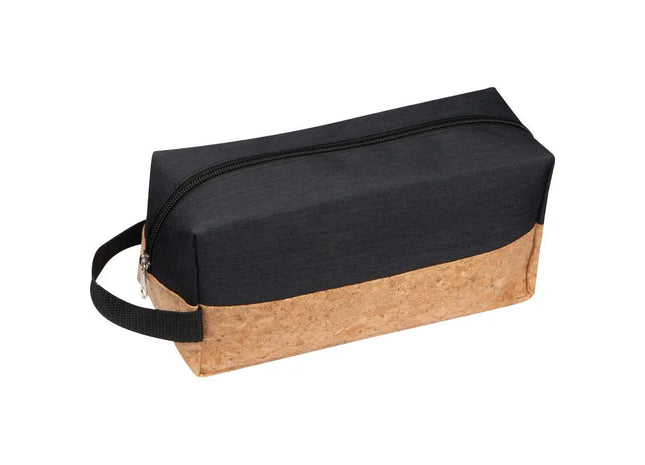Kosmetiktasche mit Korkboden in Schwarz - Elegant & Robust, 100 Zeichen TK Gruppe® Grosshandel 