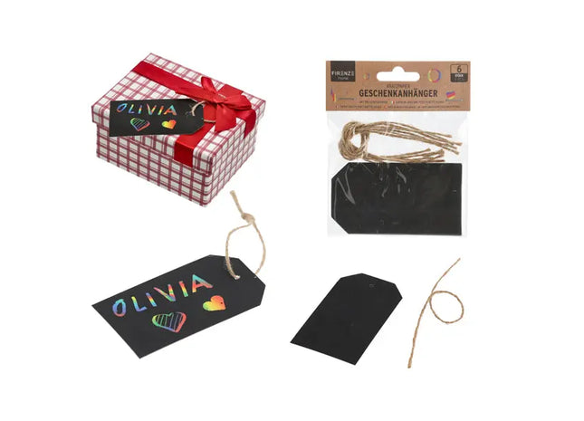 Kratzpapier Geschenkanhänger, 6er Set, Kreative Etiketten, 13cm TK Gruppe® Grosshandel 