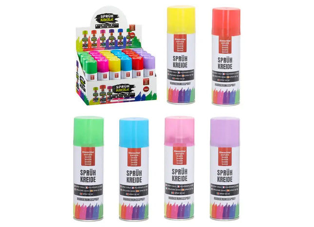 Kreide Spray, 6er-Set, 100ml - Temporäres und abwaschbares Bastelspray TK Gruppe® Grosshandel 
