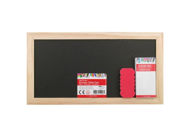 Kreidetafel Set 28x15cm mit 4 Kreiden & Schwamm - Vielseitiges Lehrmittel TK Gruppe® Grosshandel 