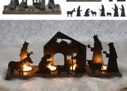 Krippenszene Kerzenhalter, Breite Basis 32cm - Weihnachtliche Dekoration TK Gruppe® Grosshandel 