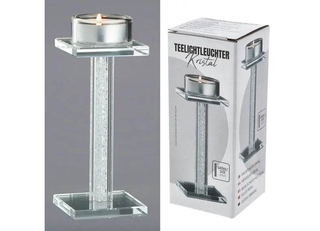 Kristall Teelichtleuchter, Elegantes Kleines Design, 16cm Hoch TK Gruppe® Grosshandel 