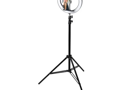 Kristen Selfie-Ringlicht mit Stativ - Schwarz, Einstellbare Helligkeit für Perfekte Aufnahmen TK Gruppe® Grosshandel 