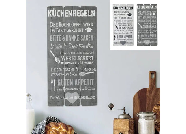 Küchenregeln Bilderset, 2 Stück, 30x60cm - Dekorative Wandbilder für die Küche TK Gruppe® Grosshandel 