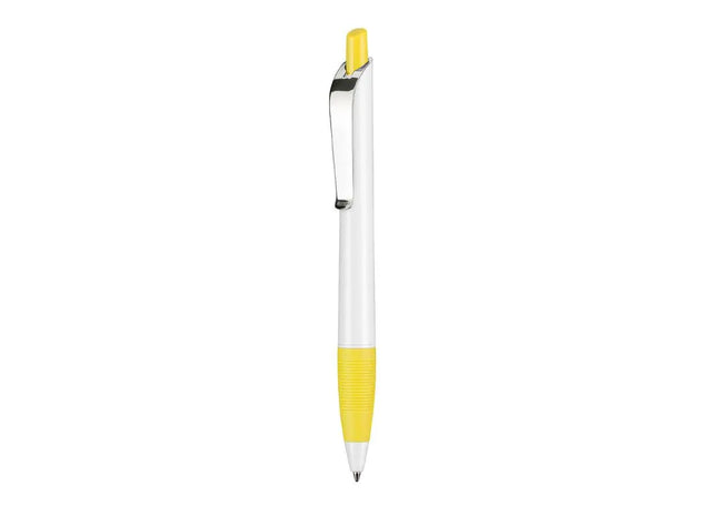 Kugelschreiber BOND SHINY - Glänzend Weiß & Zitronengelb, Stilvoller Leuchtender Stift TK Gruppe® Grosshandel 