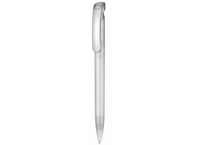 Kugelschreiber CLEAR FROZEN SI - Frost-Weiß, Transparenter Eiskalter Schreibstift TK Gruppe® Grosshandel 