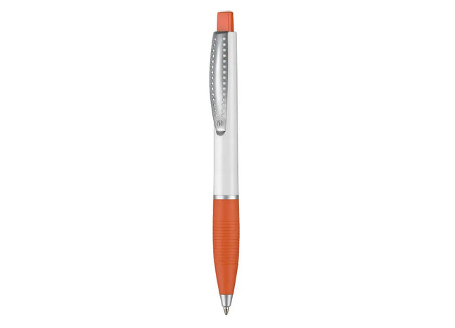 Kugelschreiber CLUB SI - Weiß mit Orange, Moderner Zweifarbiger Schreibstift TK Gruppe® Grosshandel 