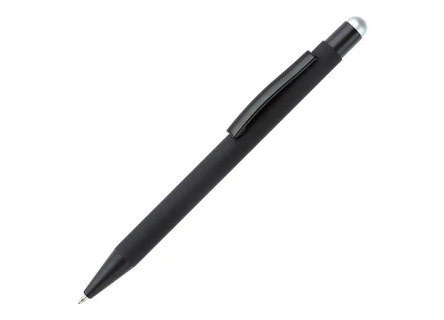 Kugelschreiber New York Soft-Touch Stylus - Schwarz & Silber - Eleganter Schreib- und Touchstift TK Gruppe® Grosshandel 