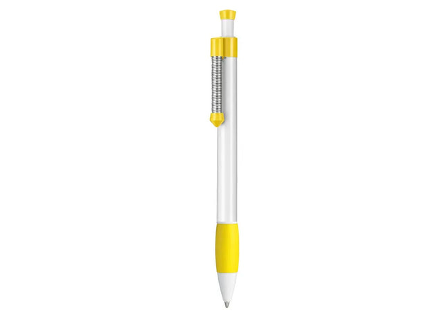 Kugelschreiber SPRING GRIPPY - Weiß & Zitronengelb, Ergonomischer Schreibstift TK Gruppe® Grosshandel 