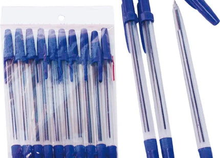 Kugelschreiber-Set, 10 Stück mit blauer Kappe, 15,5 cm Länge TK Gruppe® Grosshandel 