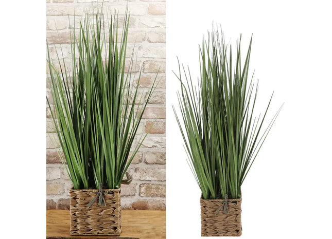 Kunstblume Gras im dekorativen Korb | 80cm Hoch | Elegante Wohnkultur TK Gruppe® Grosshandel 