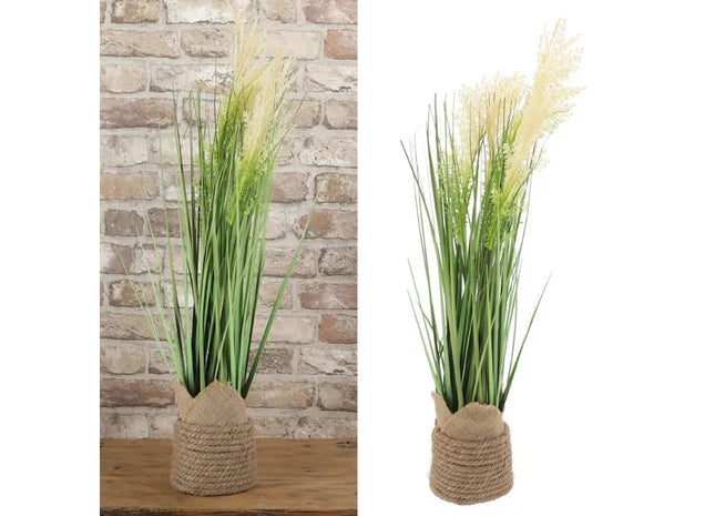 Kunstblume Pampasgras im dekorativen Korb | 70cm Hoch | Boho Wohnkultur TK Gruppe® Grosshandel 