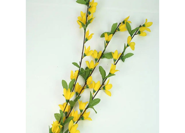 Künstliche Forsythie 70cm mit 34 Blüten & 15 Blättern, Dekozweig TK Gruppe® Grosshandel 