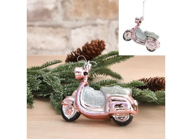Kunststoff Motorroller Weihnachtsbaumanhänger, Festliche Deko, 12x9 cm TK Gruppe® Grosshandel 