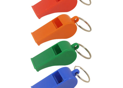 Kunststoffpfeife 5,5 cm mit Ring, 4 Farben sortiert, langlebiges Pfeifenset für Sport & Training TK Gruppe® Grosshandel 