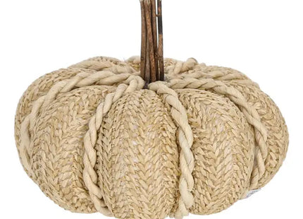 Kürbis aus Rattan - Herbstliches Dekorationsstück, 17 cm Durchmesser - Natürlicher Look TK Gruppe® Grosshandel 