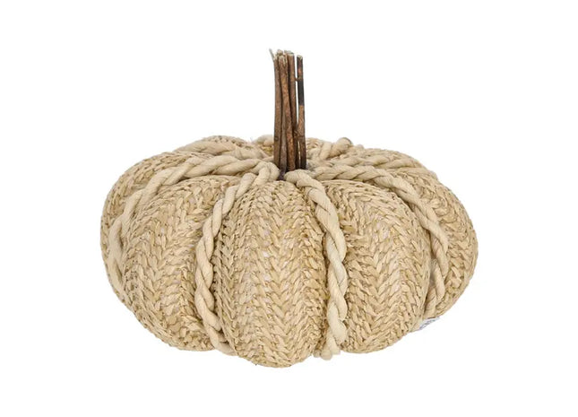 Kürbis aus Rattan - Herbstliches Dekorationsstück, 17 cm Durchmesser - Natürlicher Look TK Gruppe® Grosshandel 