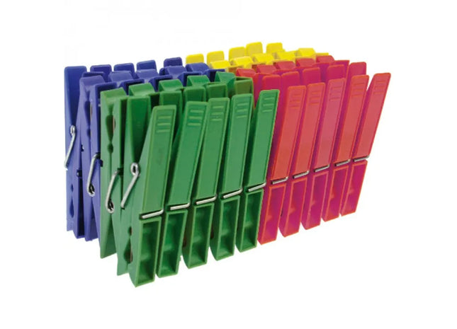 Kusto Bunte Wäscheklammern, 40er-Pack, Verschiedene Farben, 7x1cm - Robust und Farbenfroh TK Gruppe® Grosshandel 