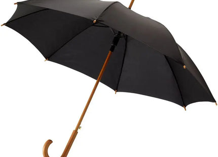 Kyle 23 Automatikregenschirm Schwarz Holzstange & -griff Windfest & Stilvoll TK Gruppe® Grosshandel 