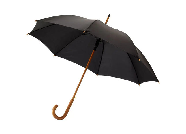 Kyle 23 Automatikregenschirm Schwarz Holzstange & -griff Windfest & Stilvoll TK Gruppe® Grosshandel 