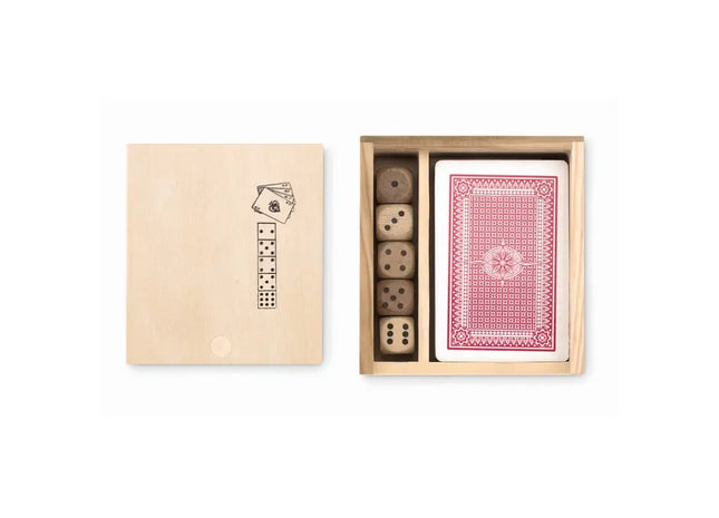 LAS VEGAS Spielkarten und Würfel-Set in Holzbox - Kombiniertes Spielvergnügen TK Gruppe® Grosshandel 