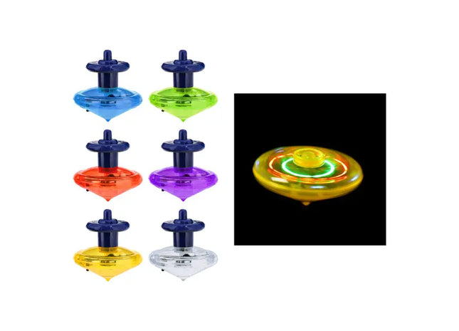 LED Aufzieh-Kreisel, 6er-Set - Leuchtende Kreisel, Durchmesser 5 cm TK Gruppe® Grosshandel 