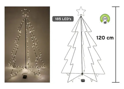 LED Außenbaum mit 185 Lichtern - Beleuchtete Dekoration, ca. 120cm Hoch TK Gruppe® Grosshandel 