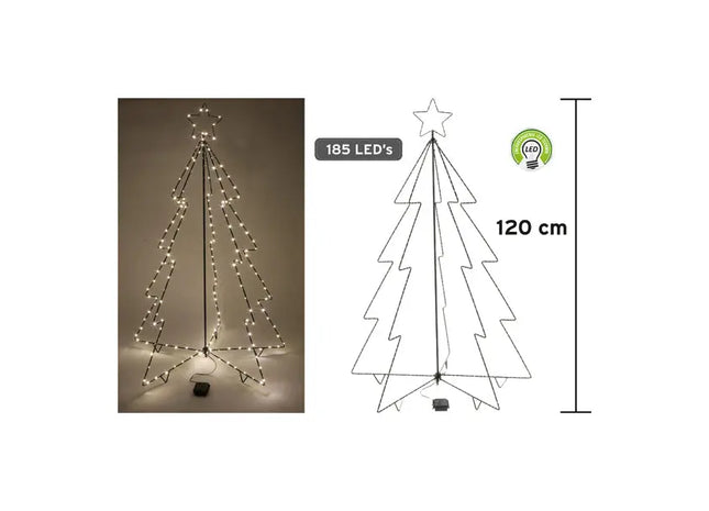 LED Außenbaum mit 185 Lichtern - Beleuchtete Dekoration, ca. 120cm Hoch TK Gruppe® Grosshandel 