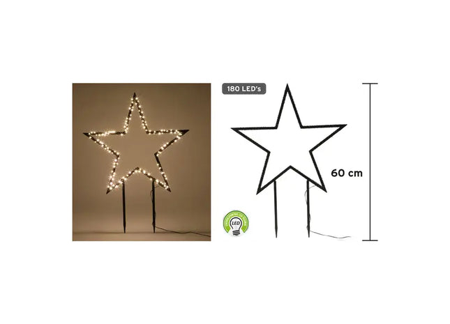 LED-Außenstern Schwarz 180 LEDs, Durchmesser 60 cm, Gartenbeleuchtung TK Gruppe® Grosshandel 