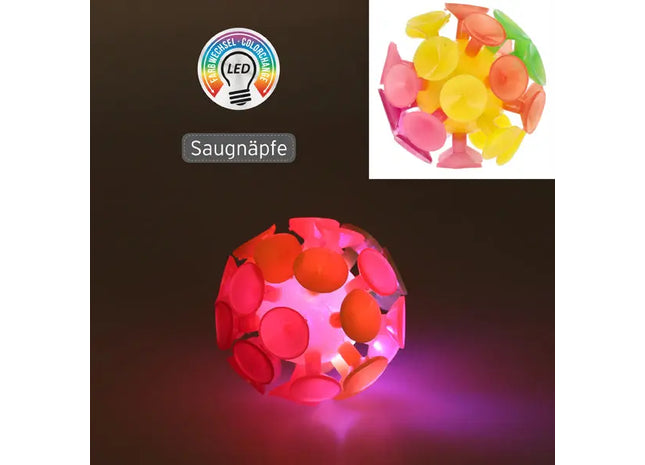 LED-Ball mit Saugnapf, ca. 8 cm Durchmesser, blinkendes Lichtspielzeug, interaktiver Spielspaß TK Gruppe® Grosshandel 