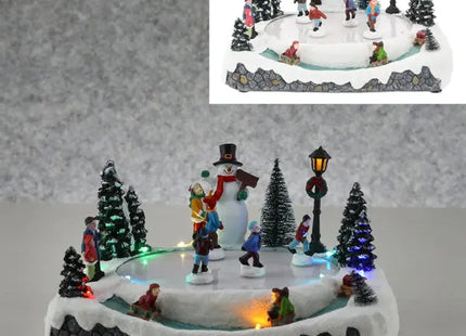 LED-Beleuchtete Winterlandschaft mit Eisbahn, Festliche Deko, 28x15cm TK Gruppe® Grosshandel 