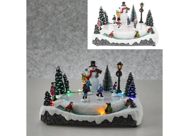 LED-Beleuchtete Winterlandschaft mit Eisbahn, Festliche Deko, 28x15cm TK Gruppe® Grosshandel 