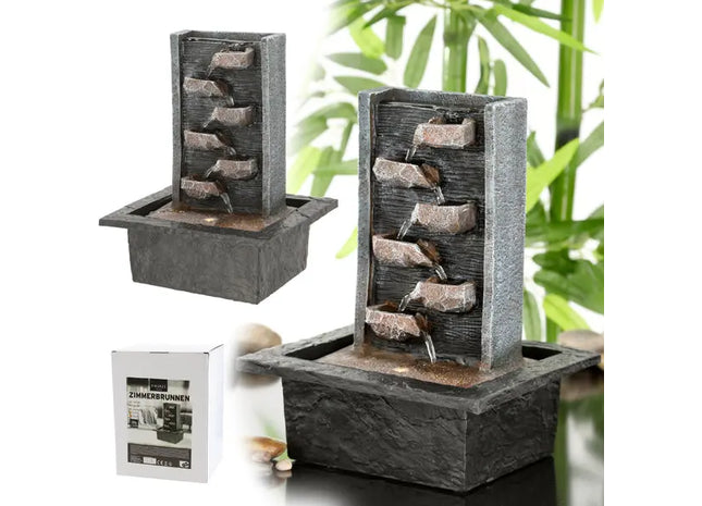 LED-Beleuchteter Zimmerbrunnen, 28cm Hoch – Beruhigendes Wasserspiel TK Gruppe® Grosshandel 