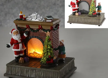 LED Beleuchtetes Winter-Kaminzimmer, Gemütliche Raumdeko, 16x17cm TK Gruppe® Grosshandel 