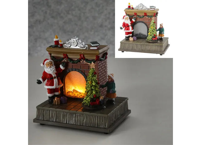 LED Beleuchtetes Winter-Kaminzimmer, Gemütliche Raumdeko, 16x17cm TK Gruppe® Grosshandel 