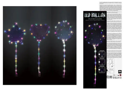 LED-Bobo-Ballons mit Stäben, 3er-Set - Leuchtende Dekoration für besondere Anlässe TK Gruppe® Grosshandel 