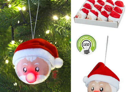 LED Christbaumkugel mit Santa-Motiv - Kleine Leuchtkugel, 6,5cm Durchmesser TK Gruppe® Grosshandel 