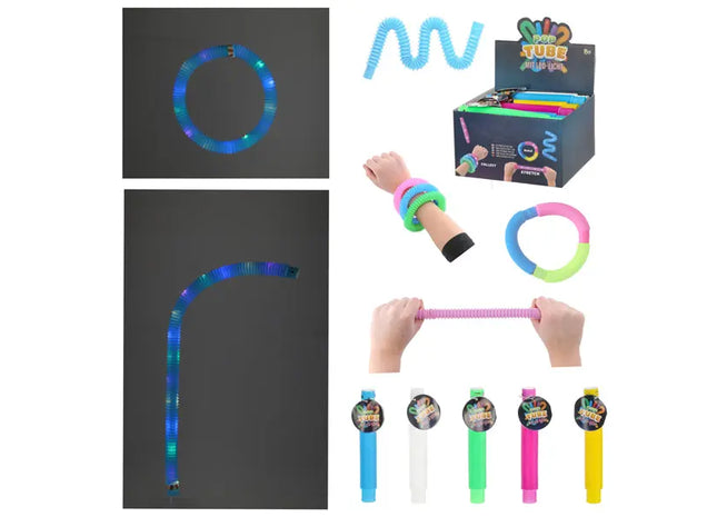LED-Dehnbare Knister-Röhren, 6er Set, ca. 20cm Länge - Buntes Sensorikspielzeug TK Gruppe® Grosshandel 