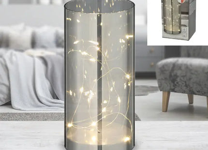 LED-Dekorglas in Grau, mittlere Größe (M), 9x20 cm – Stilvolle Beleuchtung TK Gruppe® Grosshandel 