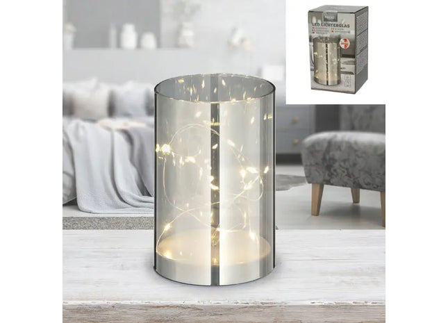 LED-Dekorglas, Grau, Klein, 9x15cm – Stimmungsvolle Raumbele TK Gruppe® Grosshandel 