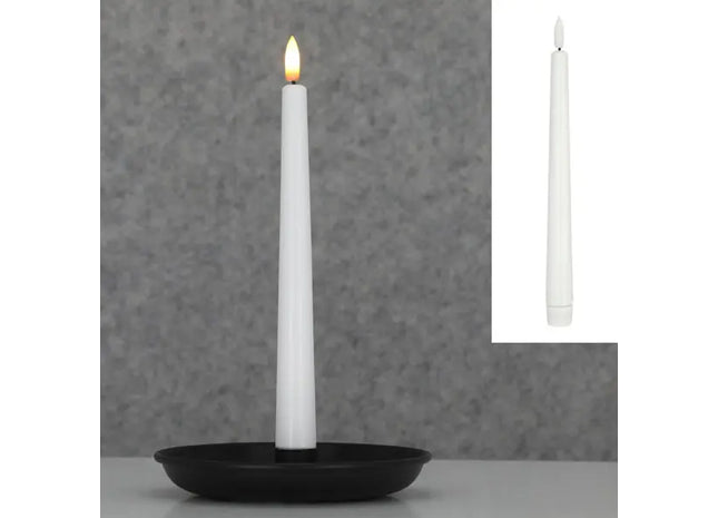 LED Echtwachs Stabkerze - Creme, ca. 22cm hoch, Flackerndes, Flammenloses Licht TK Gruppe® Grosshandel 