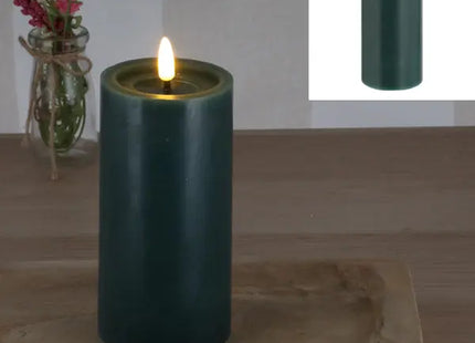 LED Echtwachskerze SHINE in Grün, 7,5x15 cm - Beruhigendes Lichtelement TK Gruppe® Grosshandel 