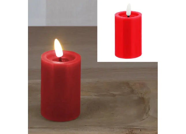 LED Echtwachskerze SHINE in Rot, 5x10 cm - Stilvolles Leuchtelement TK Gruppe® Grosshandel 