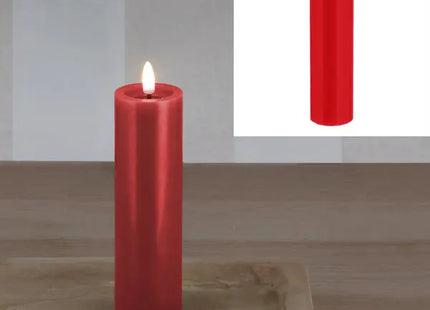 LED Echtwachskerze SHINE in Rot, Durchmesser 5 cm, Höhe 15 cm - Stimmungsvolle Beleuchtung TK Gruppe® Grosshandel 