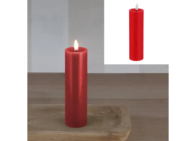 LED Echtwachskerze SHINE in Rot, Durchmesser 5 cm, Höhe 15 cm - Stimmungsvolle Beleuchtung TK Gruppe® Grosshandel 
