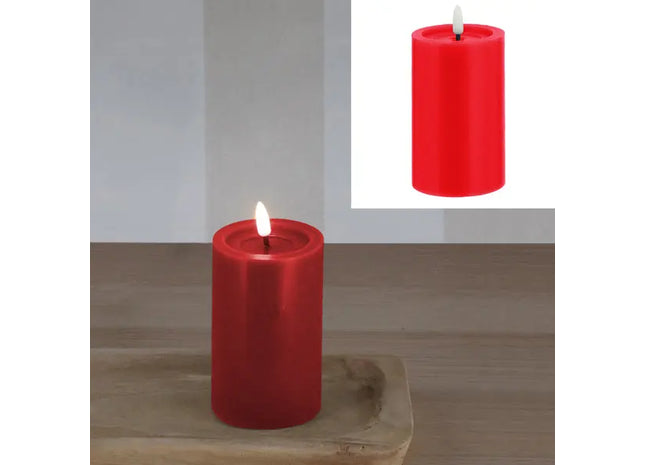 LED Echtwachskerze SHINE in Rot, ca. 7,5x12,5 cm - Stilvolle Beleuchtung TK Gruppe® Grosshandel 